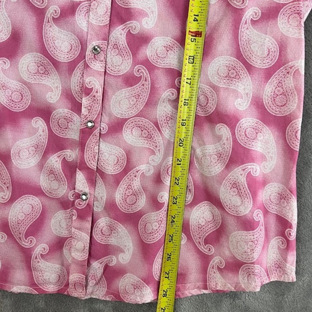 Wrangler Western Pink Paisley Diamond Snap Button Up Shirt Womens XL - Picture 8 of 9